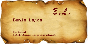 Benis Lajos névjegykártya